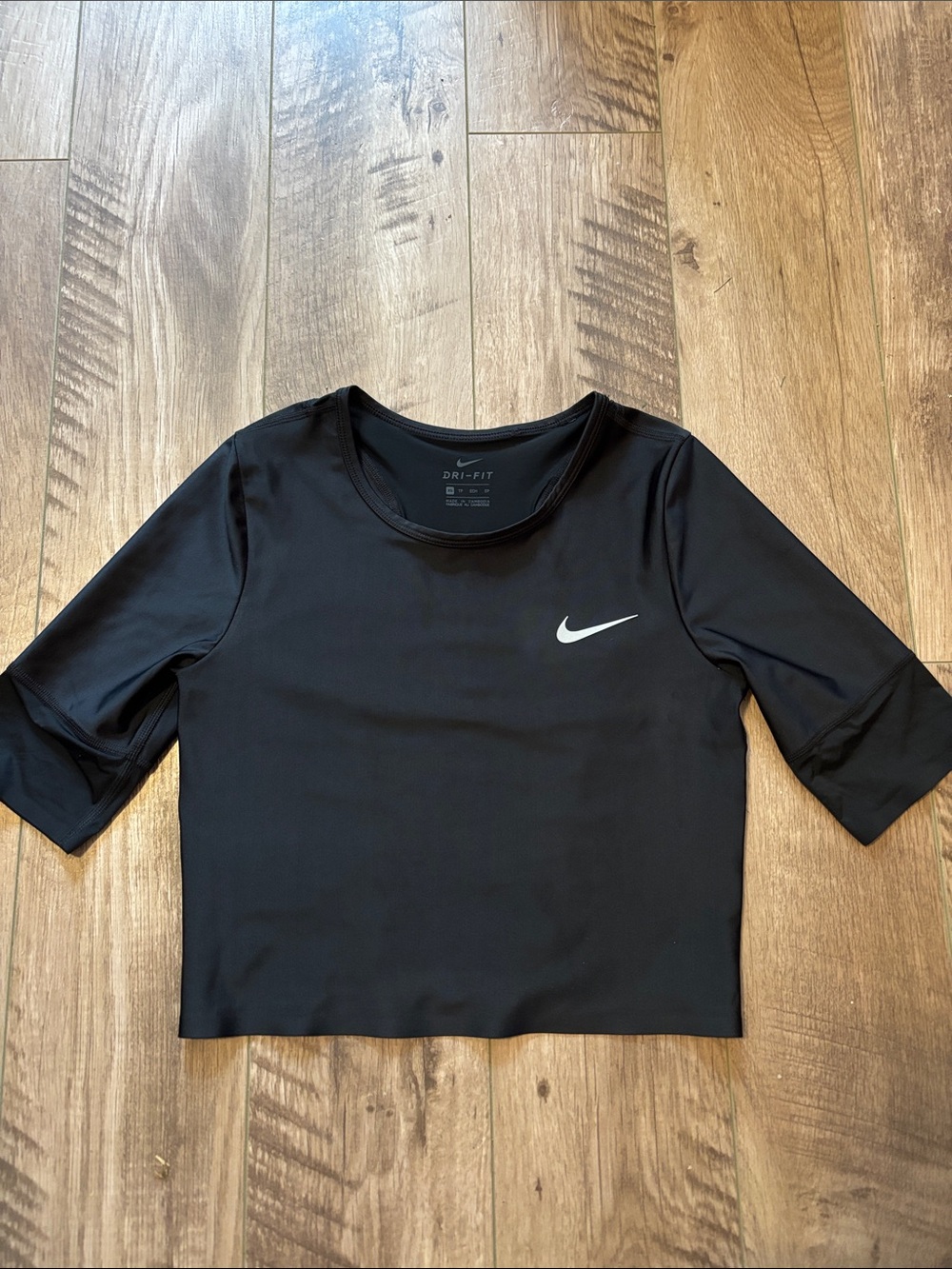 Nike Black Cropped Dri-FIT Running Division Short Sleeve Top